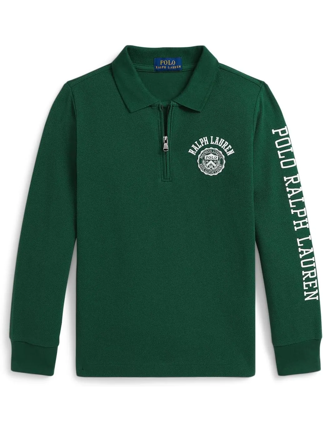 Поло Polo Ralph Lauren Kids Logo Cotton Mesh Polo Shirt — изображение 1 из 2, лесной зеленый