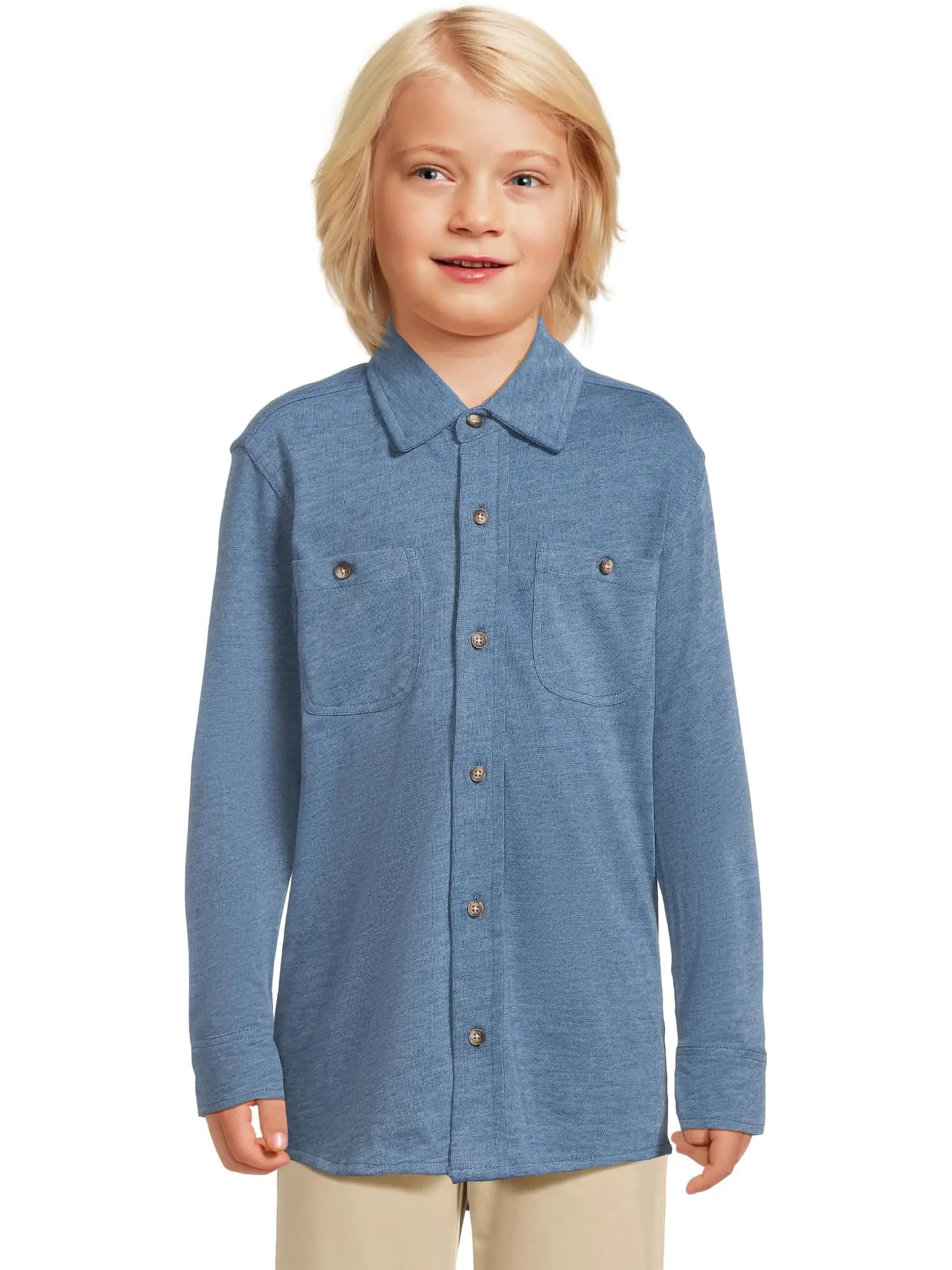 Рубашка Johnston & Murphy Kids XC Flex Stretch Long-Sleeve Shirt — изображение 1 из 4, синий