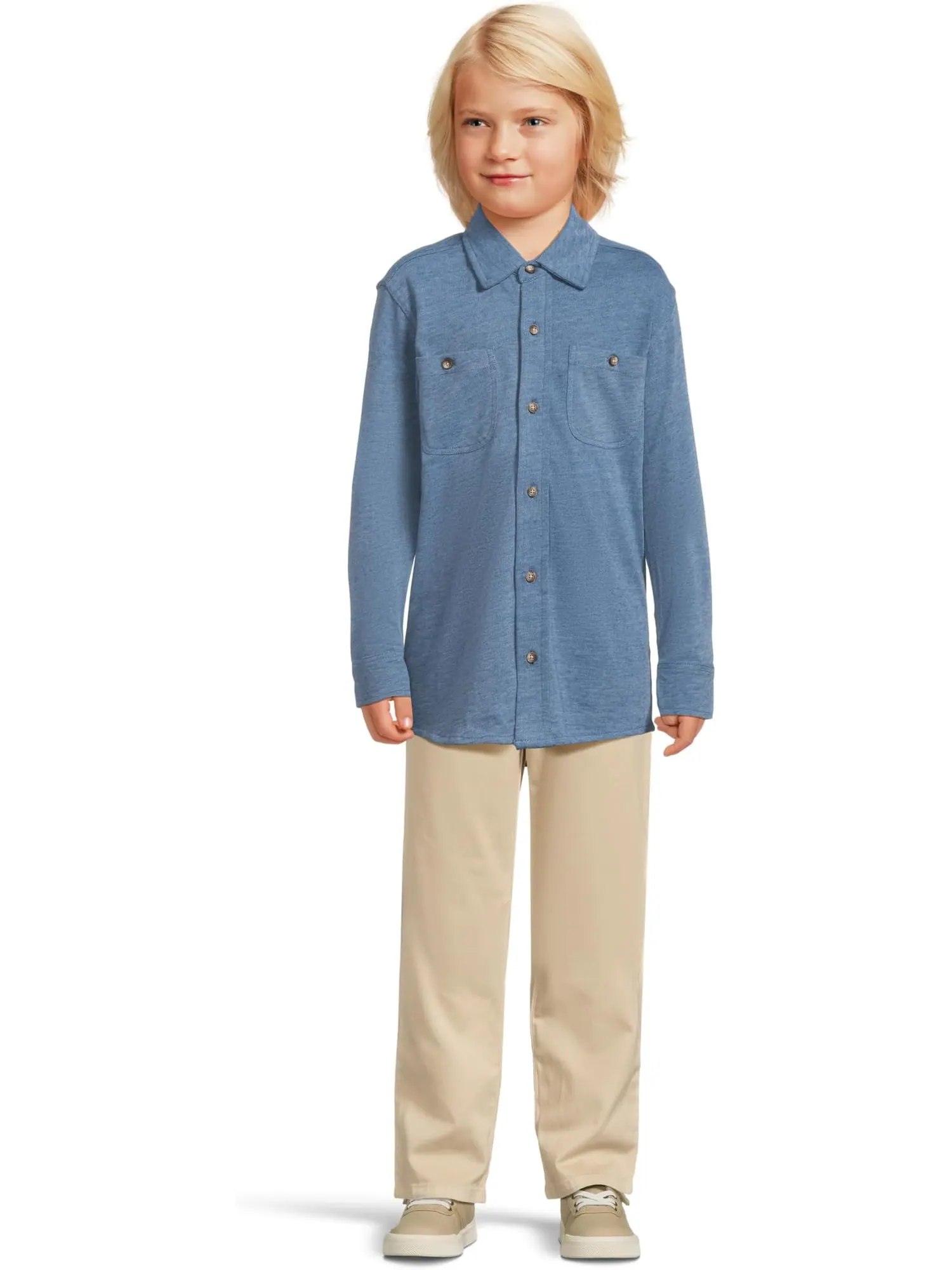 Рубашка Johnston & Murphy Kids XC Flex Stretch Long-Sleeve Shirt — изображение 4 из 4, синий