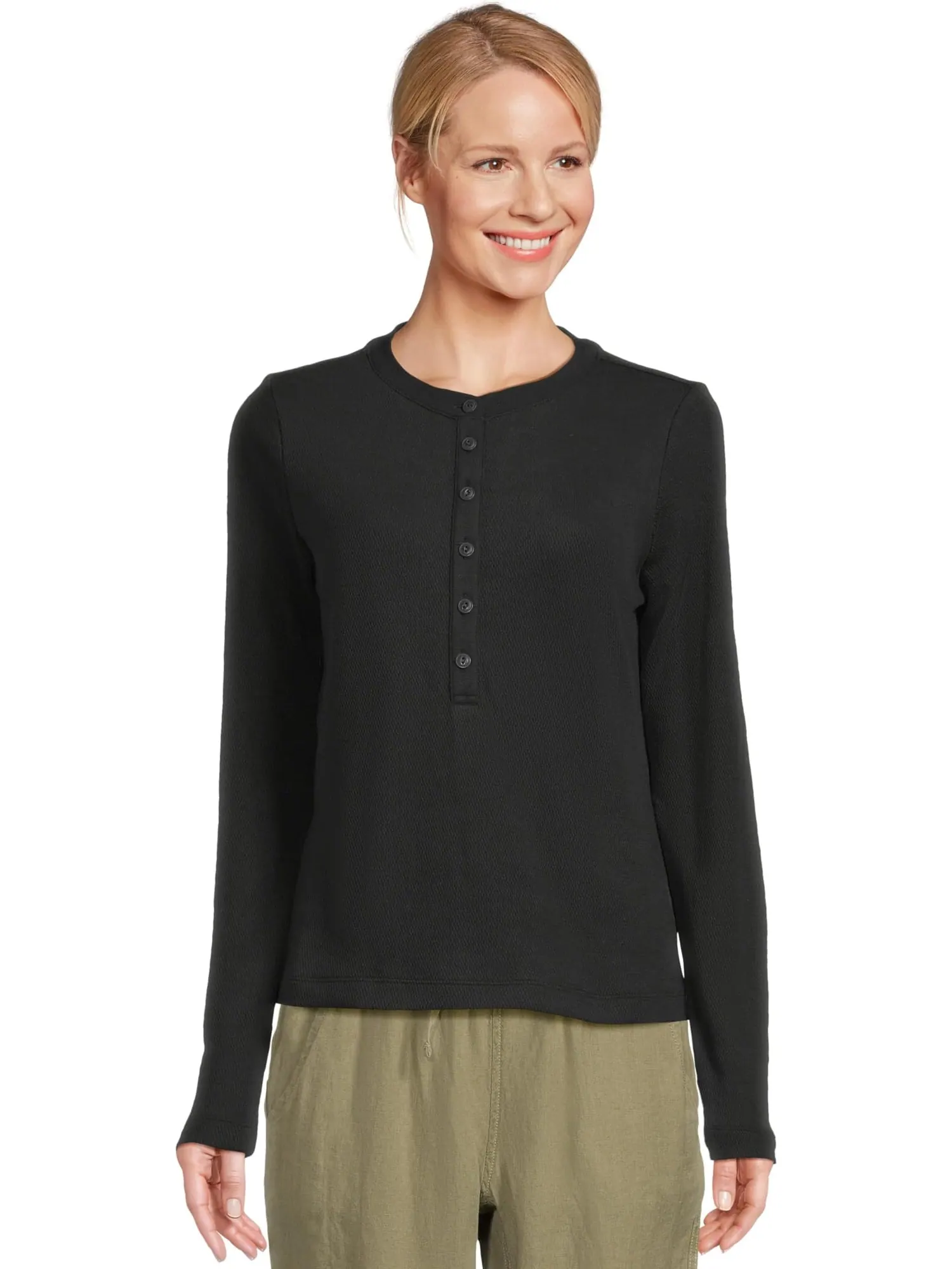 Рубашка L.L.Bean Signature Premium Thermal Long Sleeve Henley Shirt — изображение 1 из 5, черный