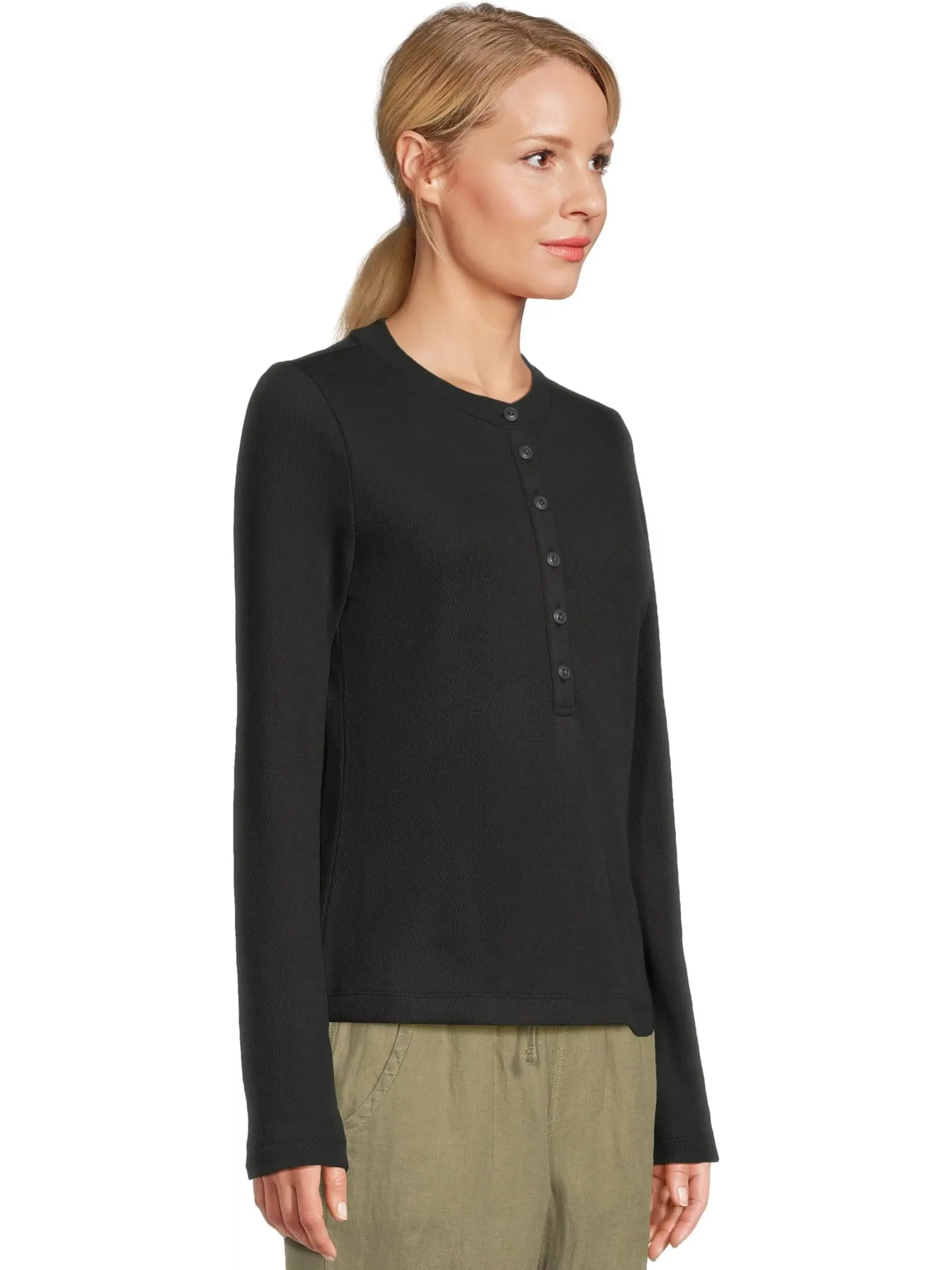 Рубашка L.L.Bean Signature Premium Thermal Long Sleeve Henley Shirt — изображение 2 из 5, черный