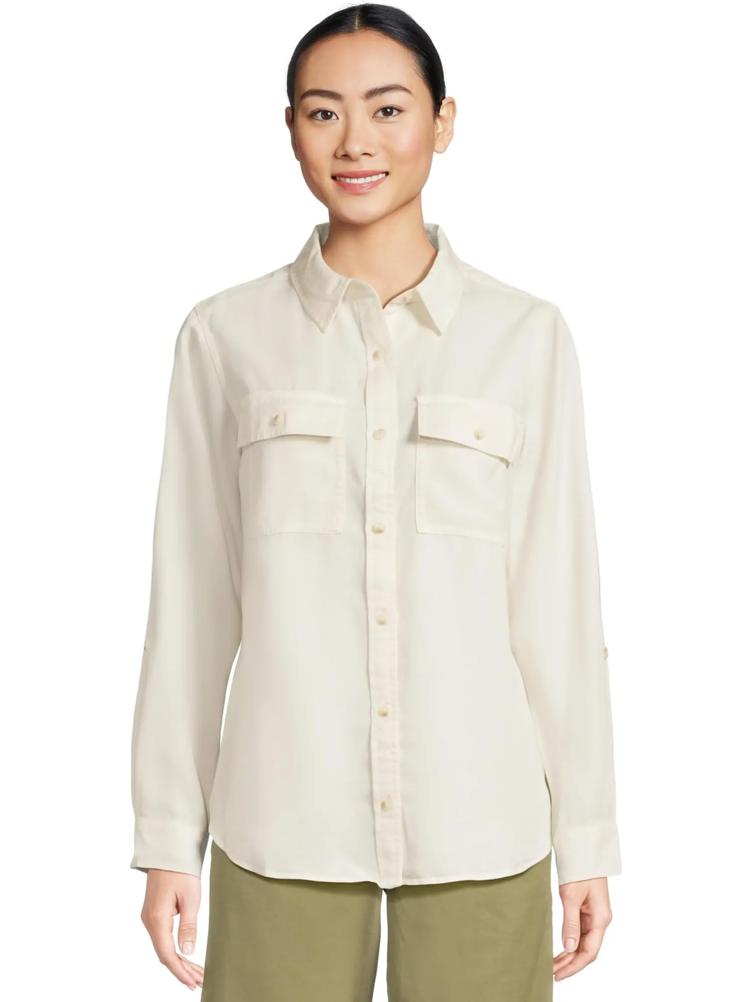 Рубашка L.L.Bean Soft Washed Tencel Utility Shirt — изображение 1 из 5, морская соль