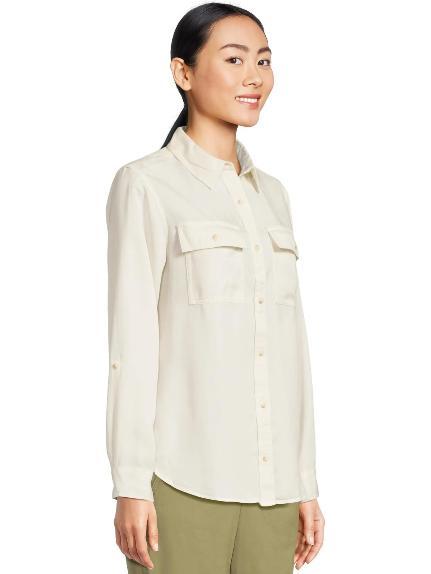 Рубашка L.L.Bean Soft Washed Tencel Utility Shirt — изображение 2 из 5, морская соль