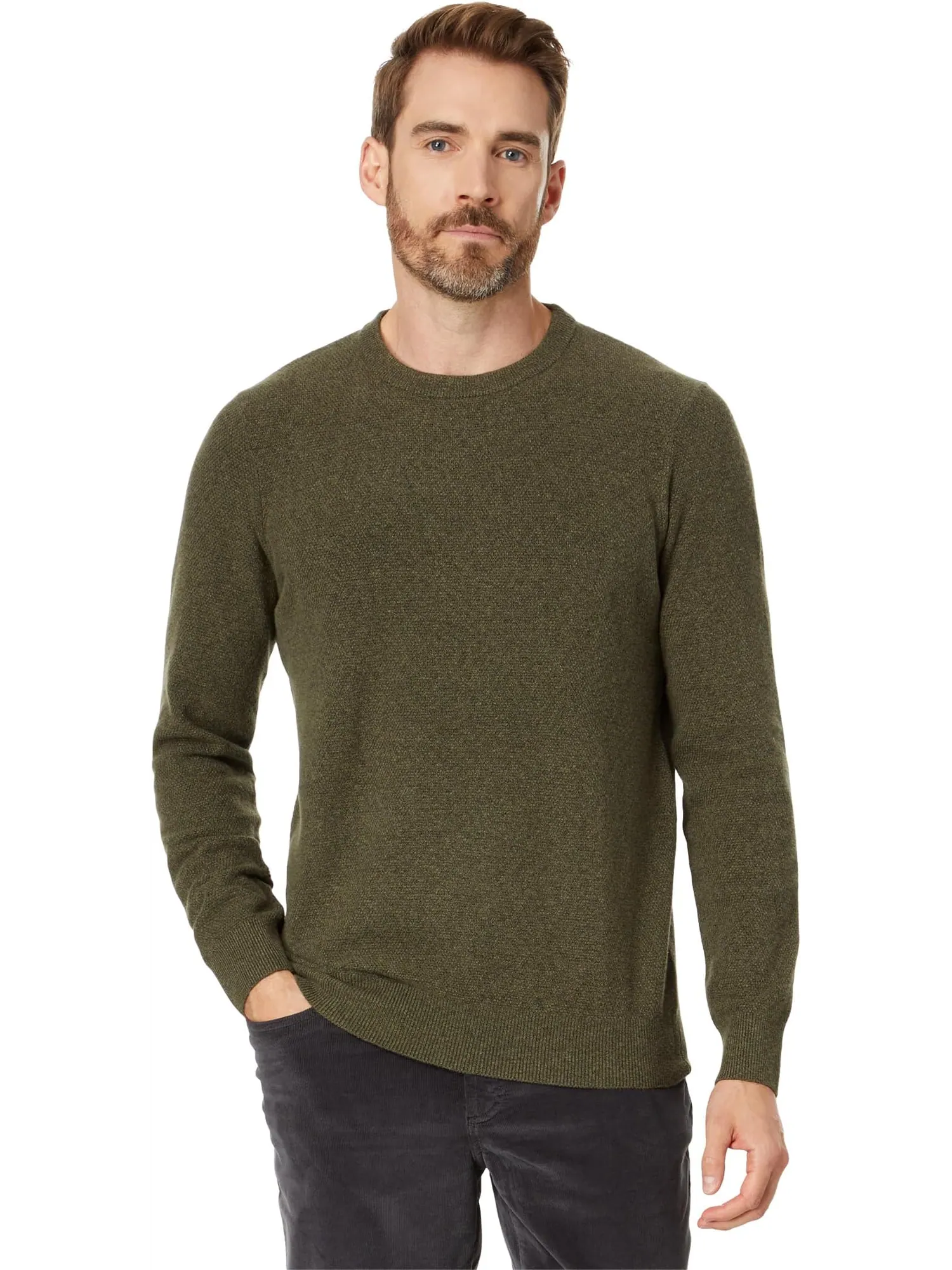 Свитер Faherty Jackson Crew Sweater — изображение 1 из 4, оливковый