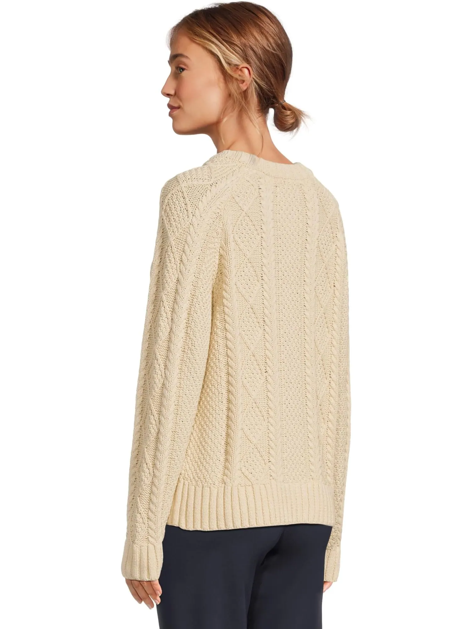 Свитер L.L.Bean Signature Cotton Fisherman Crewneck Sweater — изображение 3 из 5, бежевый