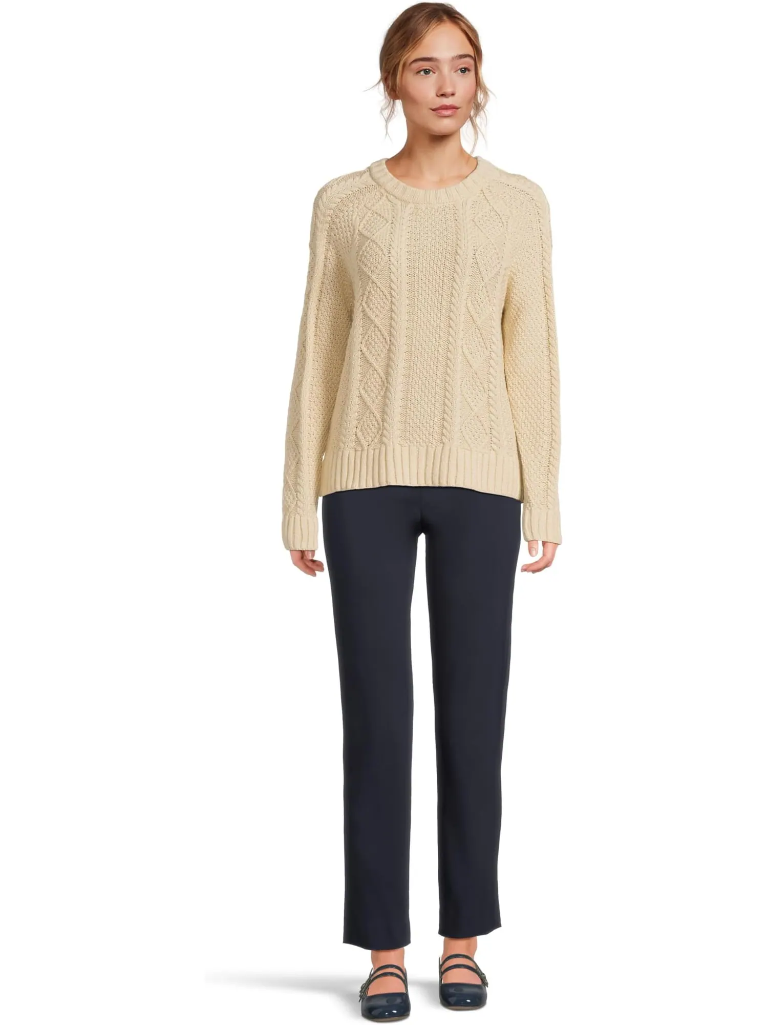 Свитер L.L.Bean Signature Cotton Fisherman Crewneck Sweater — изображение 5 из 5, бежевый
