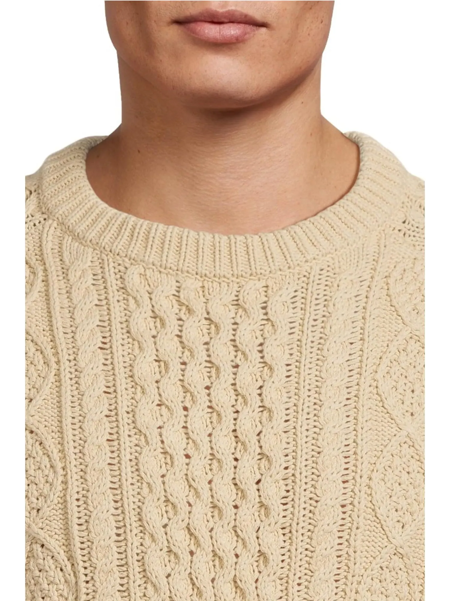 Свитер L.L.Bean Signature Cotton Fisherman Sweater — изображение 4 из 5, бежевый