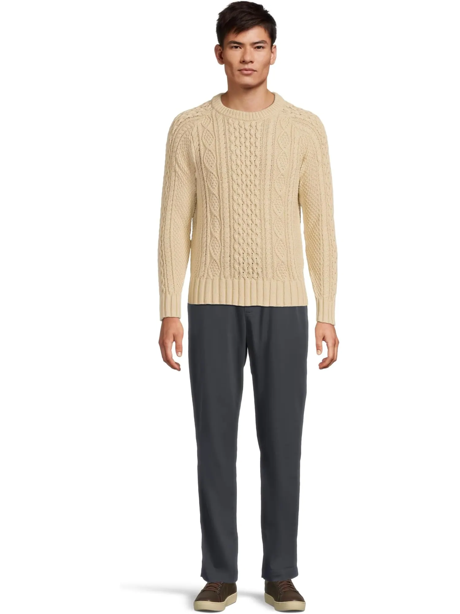 Свитер L.L.Bean Signature Cotton Fisherman Sweater — изображение 5 из 5, бежевый