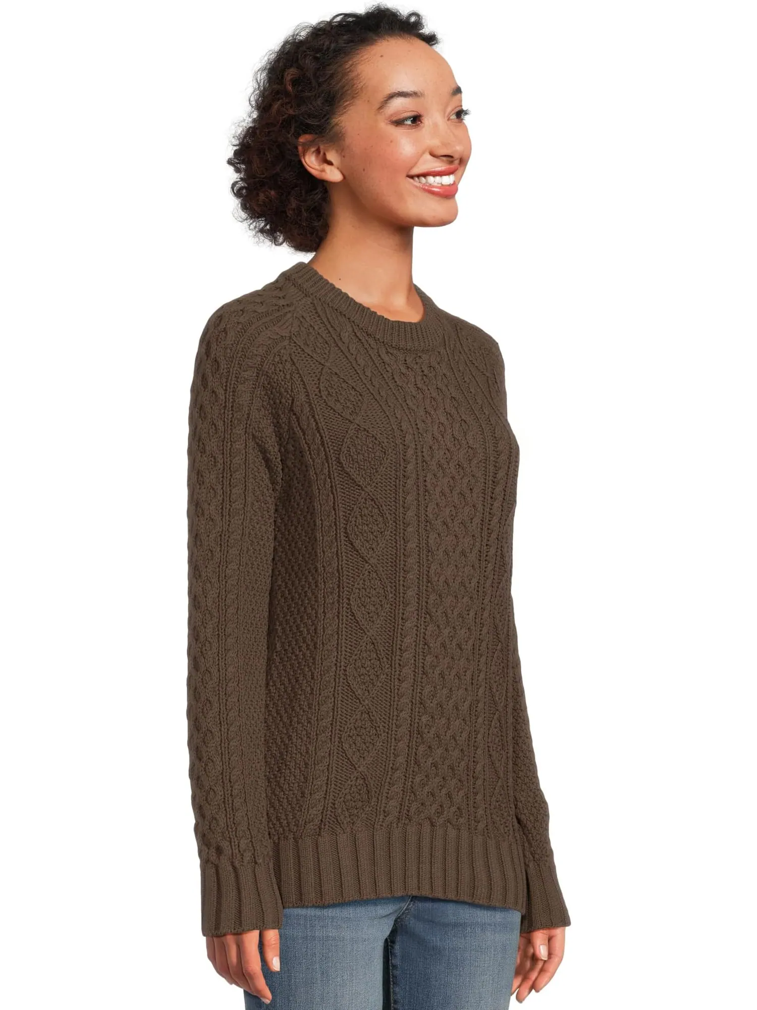 Свитер L.L.Bean Men's Signature Cotton Fisherman Sweater — изображение 2 из 5, коричневый