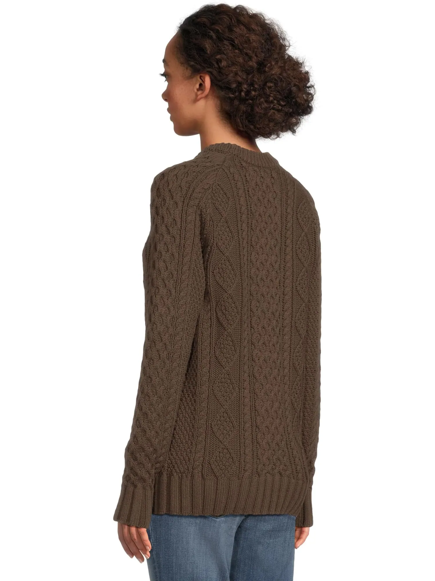 Свитер L.L.Bean Men's Signature Cotton Fisherman Sweater — изображение 3 из 5, коричневый