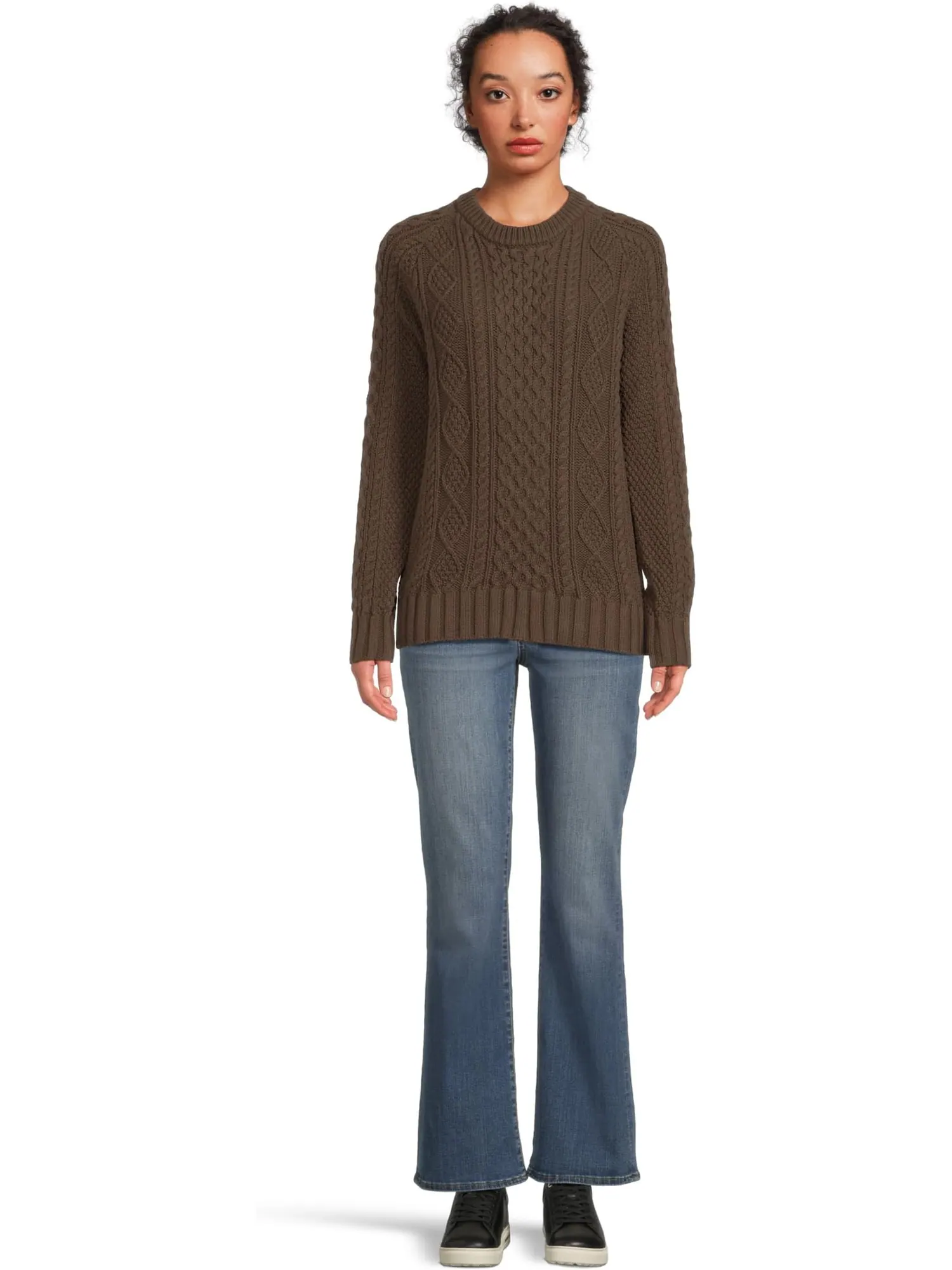 Свитер L.L.Bean Men's Signature Cotton Fisherman Sweater — изображение 5 из 5, коричневый