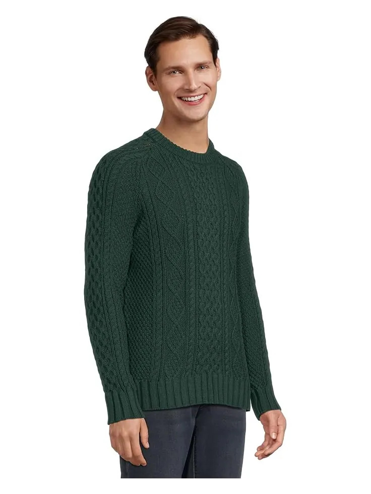 Мужской свитер L.L.Bean Signature Cotton Fisherman — изображение 2 из 5, зеленый