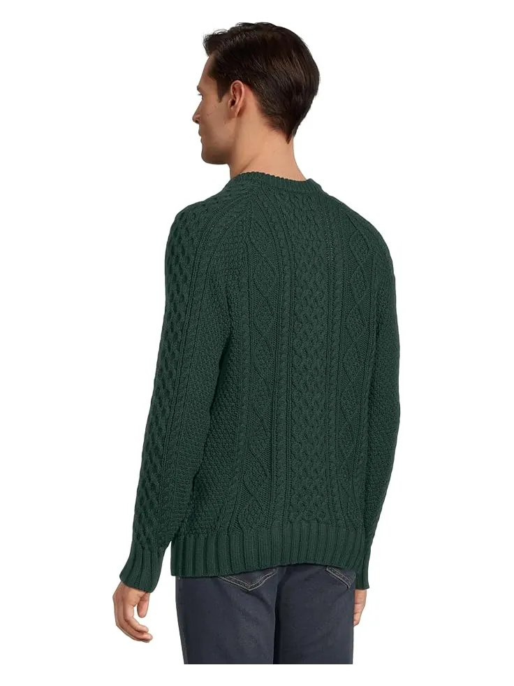 Мужской свитер L.L.Bean Signature Cotton Fisherman — изображение 3 из 5, зеленый