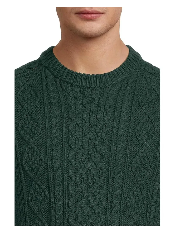 Мужской свитер L.L.Bean Signature Cotton Fisherman — изображение 4 из 5, зеленый