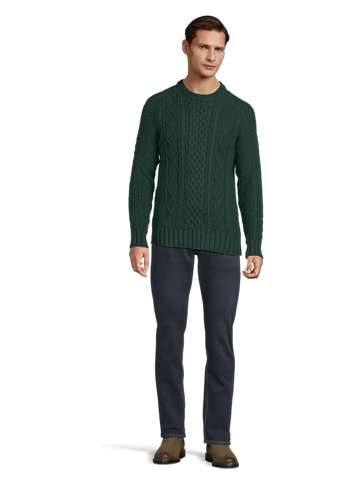 Мужской свитер L.L.Bean Signature Cotton Fisherman — изображение 5 из 5, зеленый