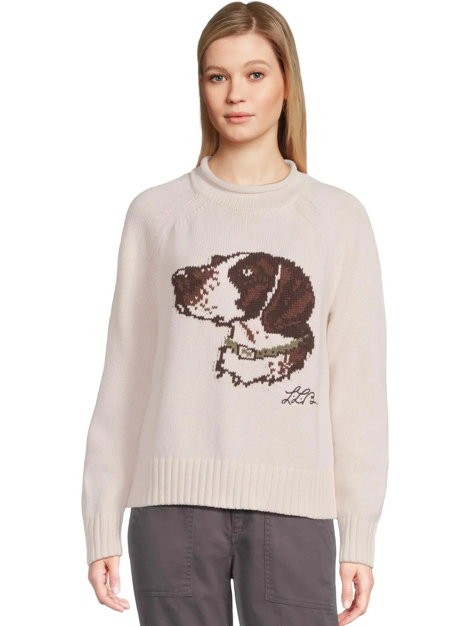 Свитер L.L.Bean Signature Original Cotton Rollneck Novelty Sweater — изображение 1 из 5, кремовый