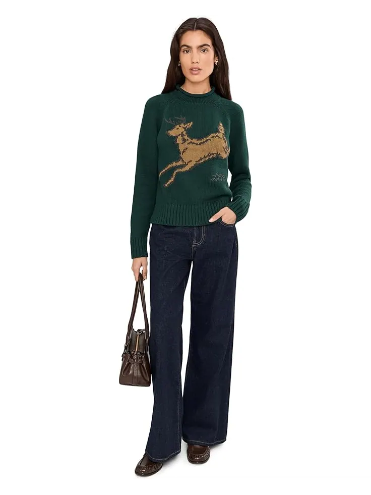 Женский свитер L.L.Bean Signature Original Cotton Rollneck Novelty — изображение 2 из 5, зеленый