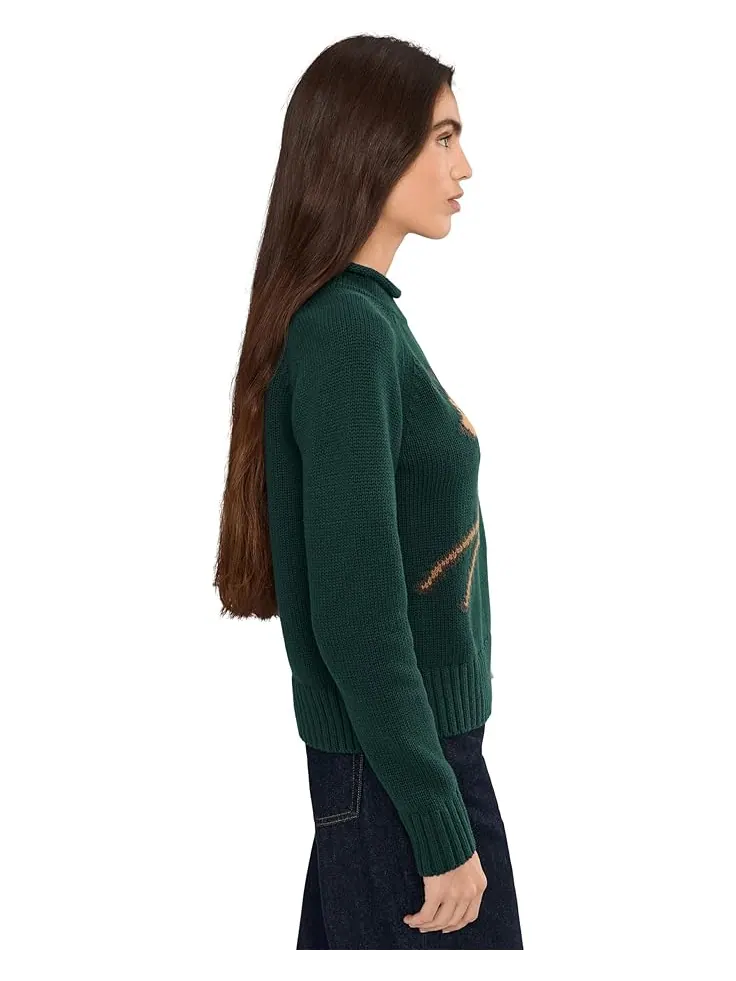 Женский свитер L.L.Bean Signature Original Cotton Rollneck Novelty — изображение 3 из 5, зеленый