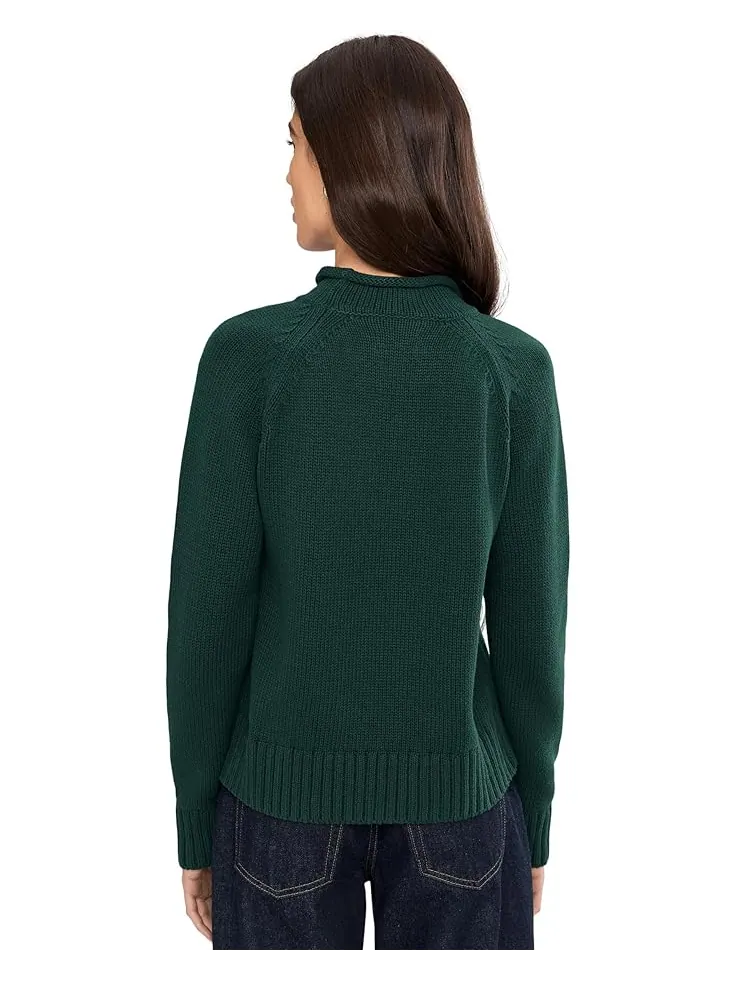 Женский свитер L.L.Bean Signature Original Cotton Rollneck Novelty — изображение 4 из 5, зеленый