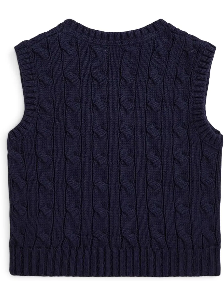 Свитер Polo Ralph Lauren Kids Cable-Knit Cotton Sweater Vest — изображение 2 из 3, темно-синий