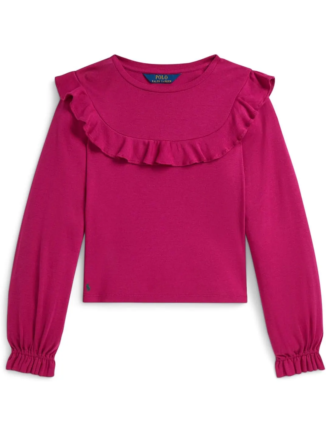 Топ Polo Ralph Lauren Kids Ruffled Cotton-Modal Top — изображение 1 из 2, розовый