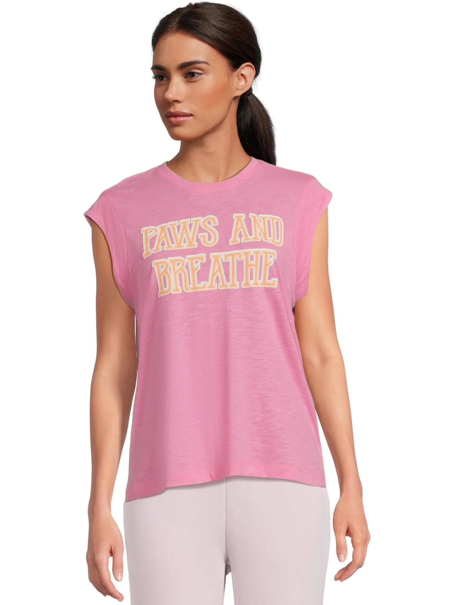 Футболка P.J. Salvage Short Sleeve Tee Paws and Breathe — изображение 1 из 5, сорбетный