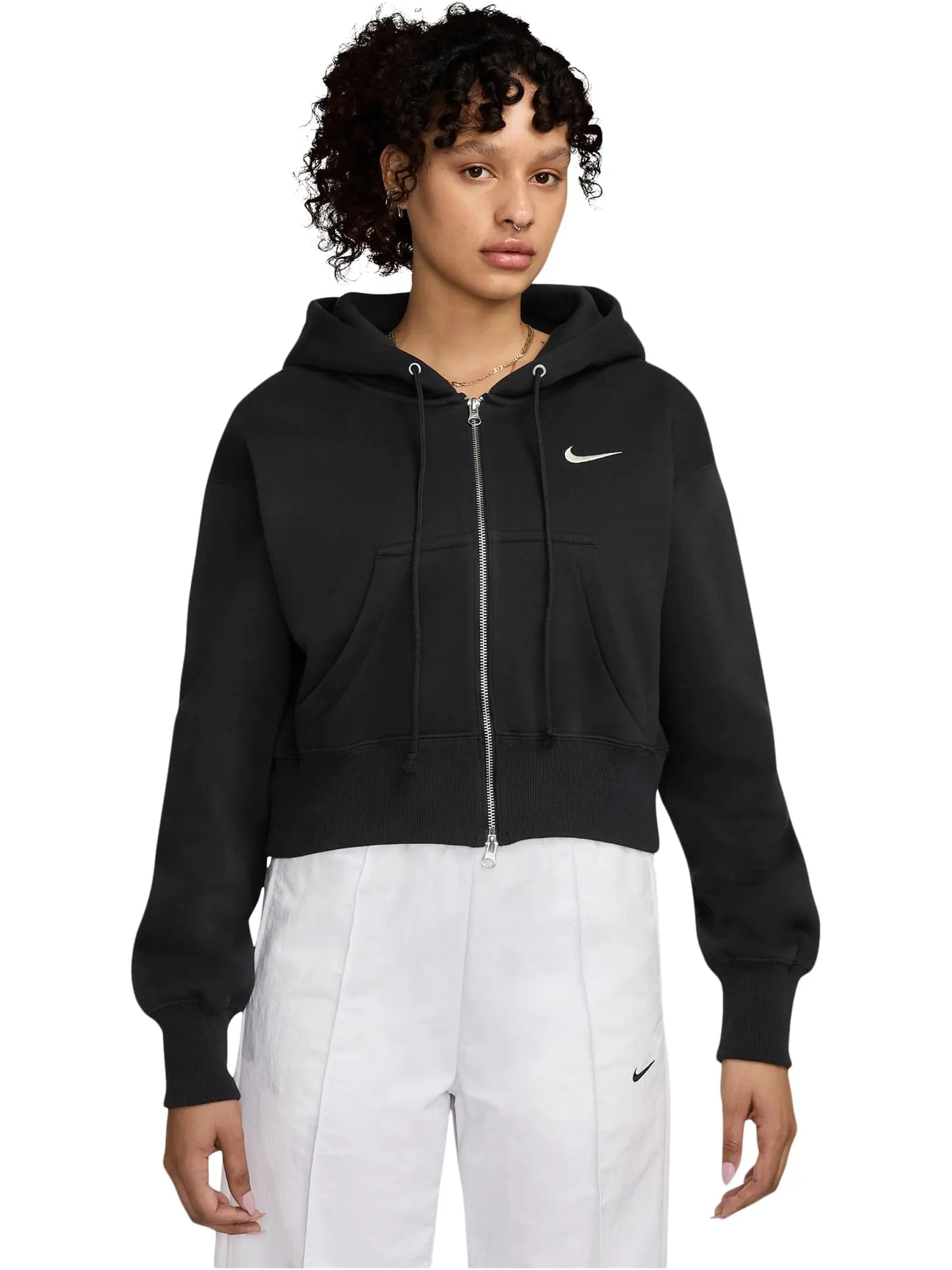 Худи Nike Sportswear Phoenix Fleece Loose Full-zip Crop Hoodie — изображение 1 из 3, черный