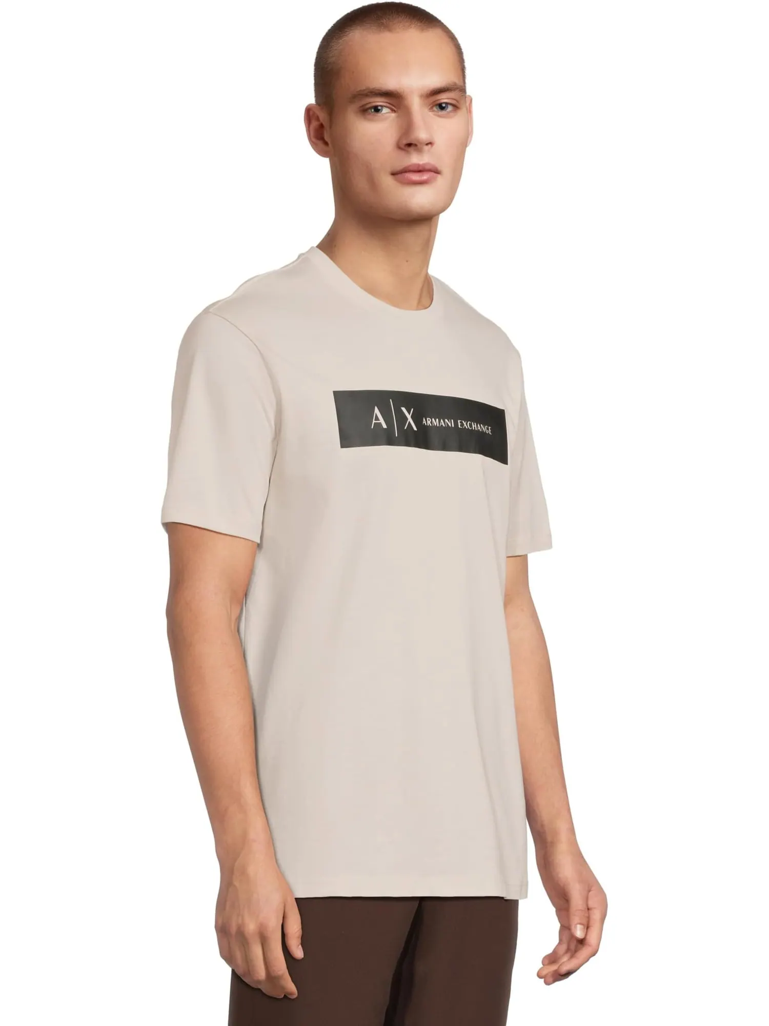 Футболка Armani Exchange Box Chest Logo T-shirt — изображение 2 из 5, переливающийся серый