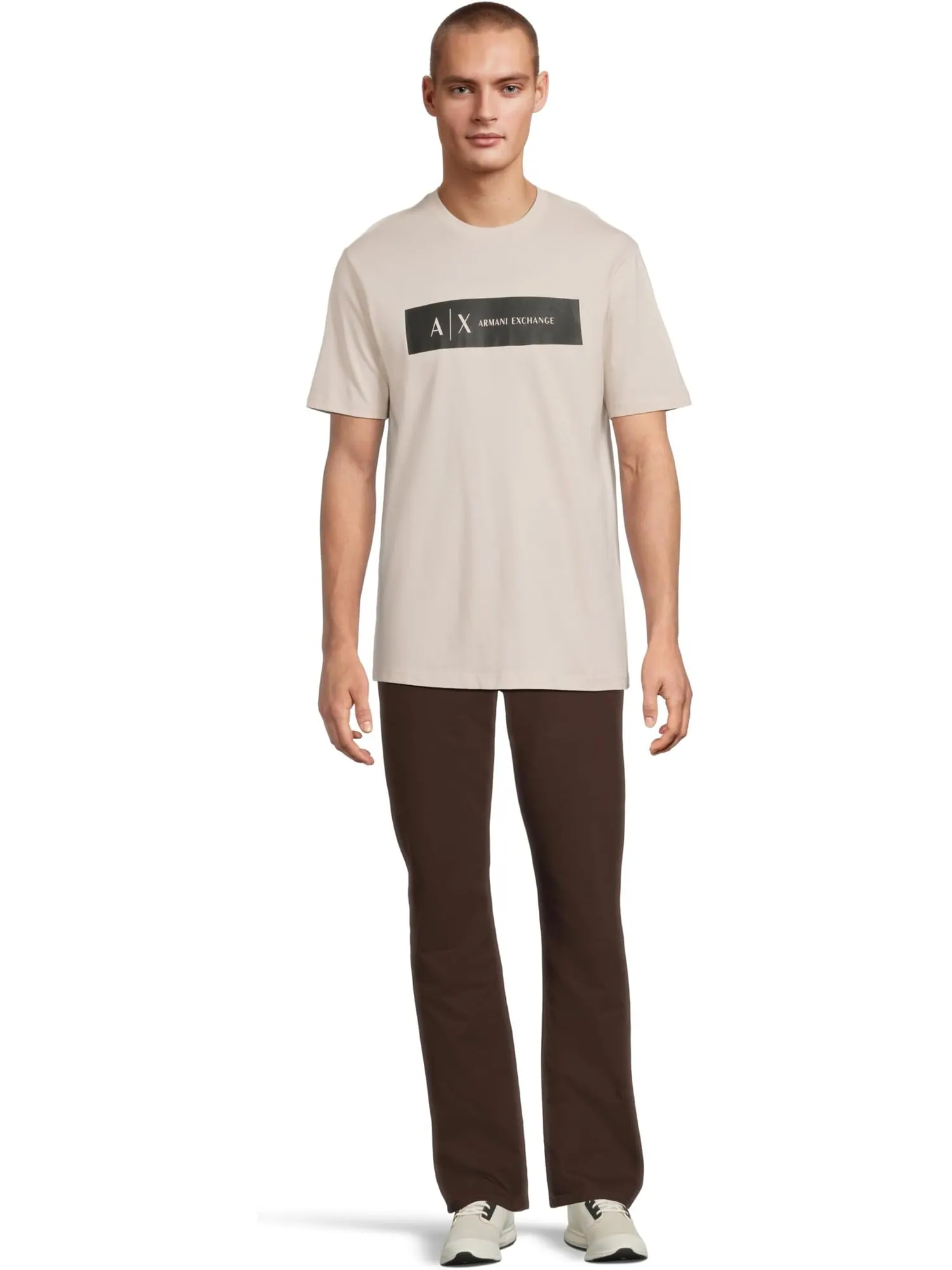 Футболка Armani Exchange Box Chest Logo T-shirt — изображение 5 из 5, переливающийся серый