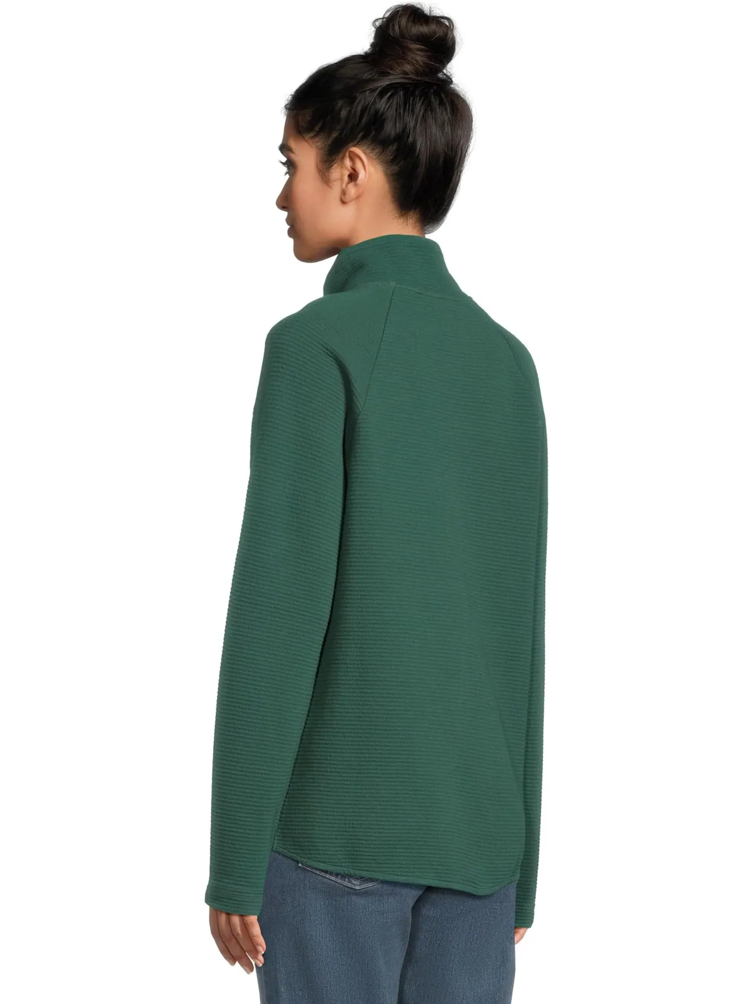 Свитер L.L.Bean Women's Lakewashed Ottoman Knit Quarter Snap — изображение 3 из 5, глубокий зеленый