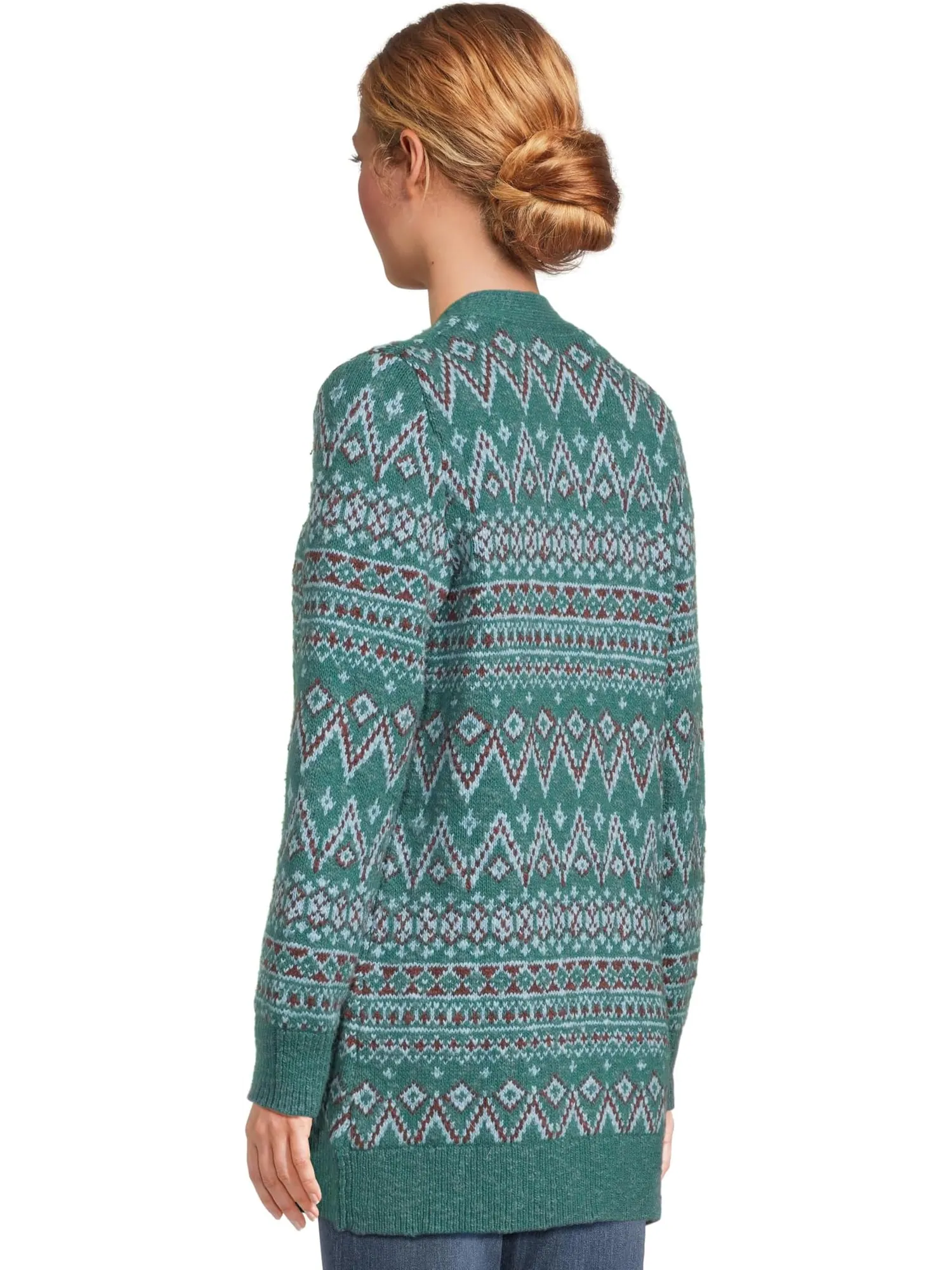 Свитер L.L.Bean Women's Cotton Ragg Sweaters Open Cardigan Fair Isle — изображение 3 из 5, голубой