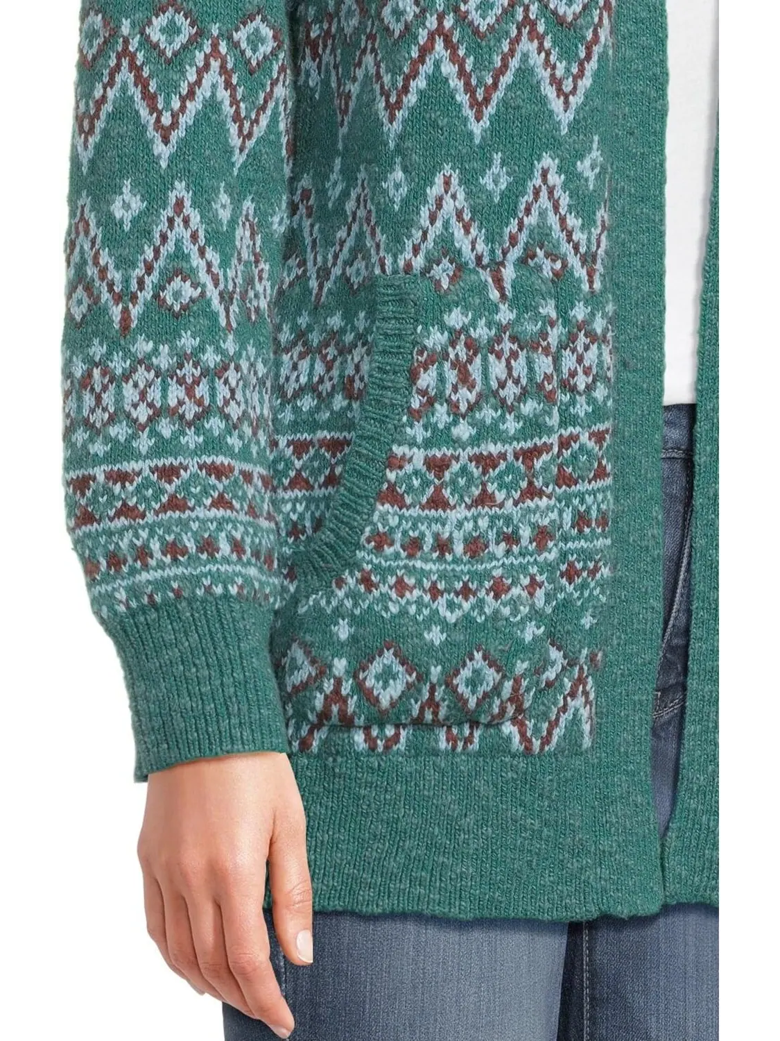 Свитер L.L.Bean Women's Cotton Ragg Sweaters Open Cardigan Fair Isle — изображение 4 из 5, голубой