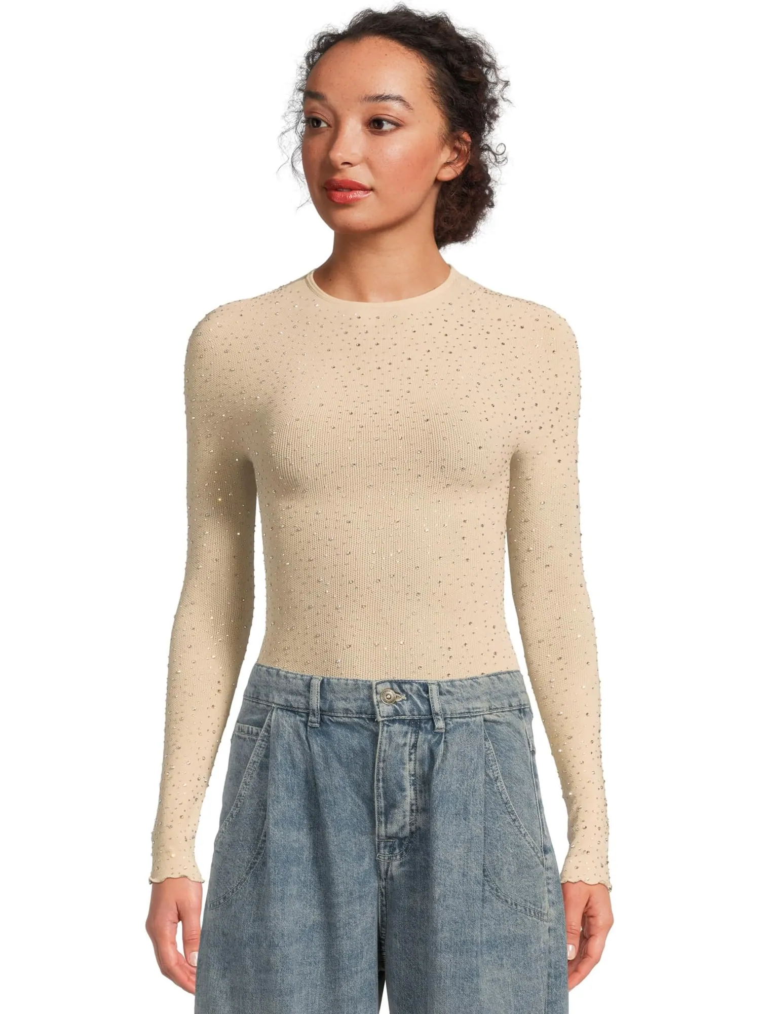 Женская кофта Night Sky с длинным рукавом Free People — изображение 1 из 5, нудовый