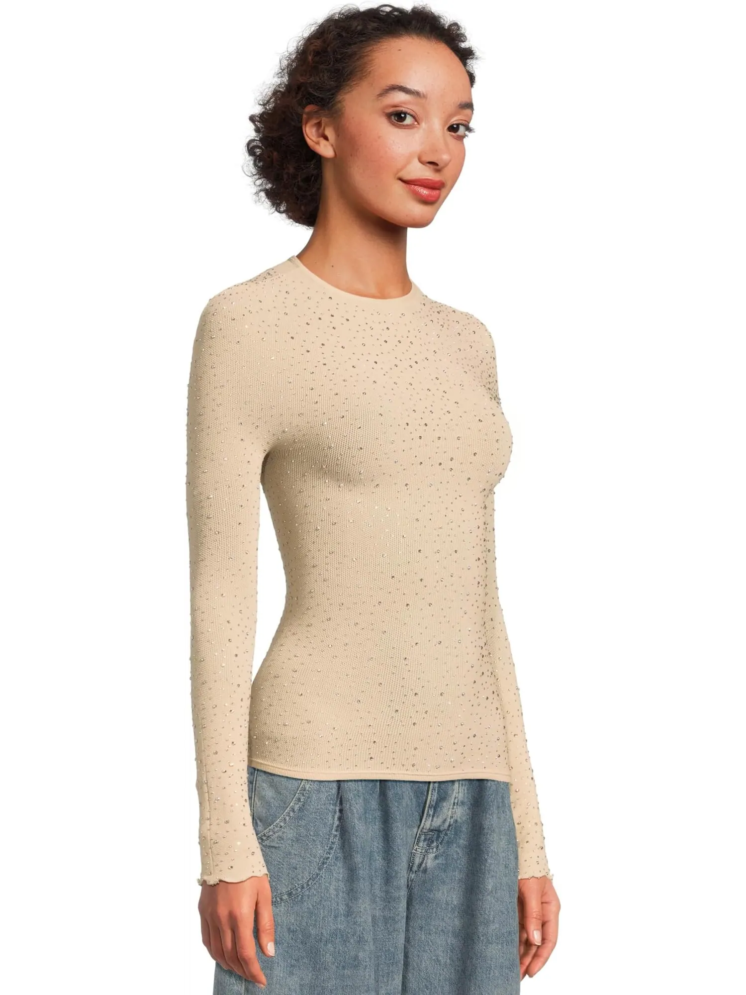 Женская кофта Night Sky с длинным рукавом Free People — изображение 2 из 5, нудовый