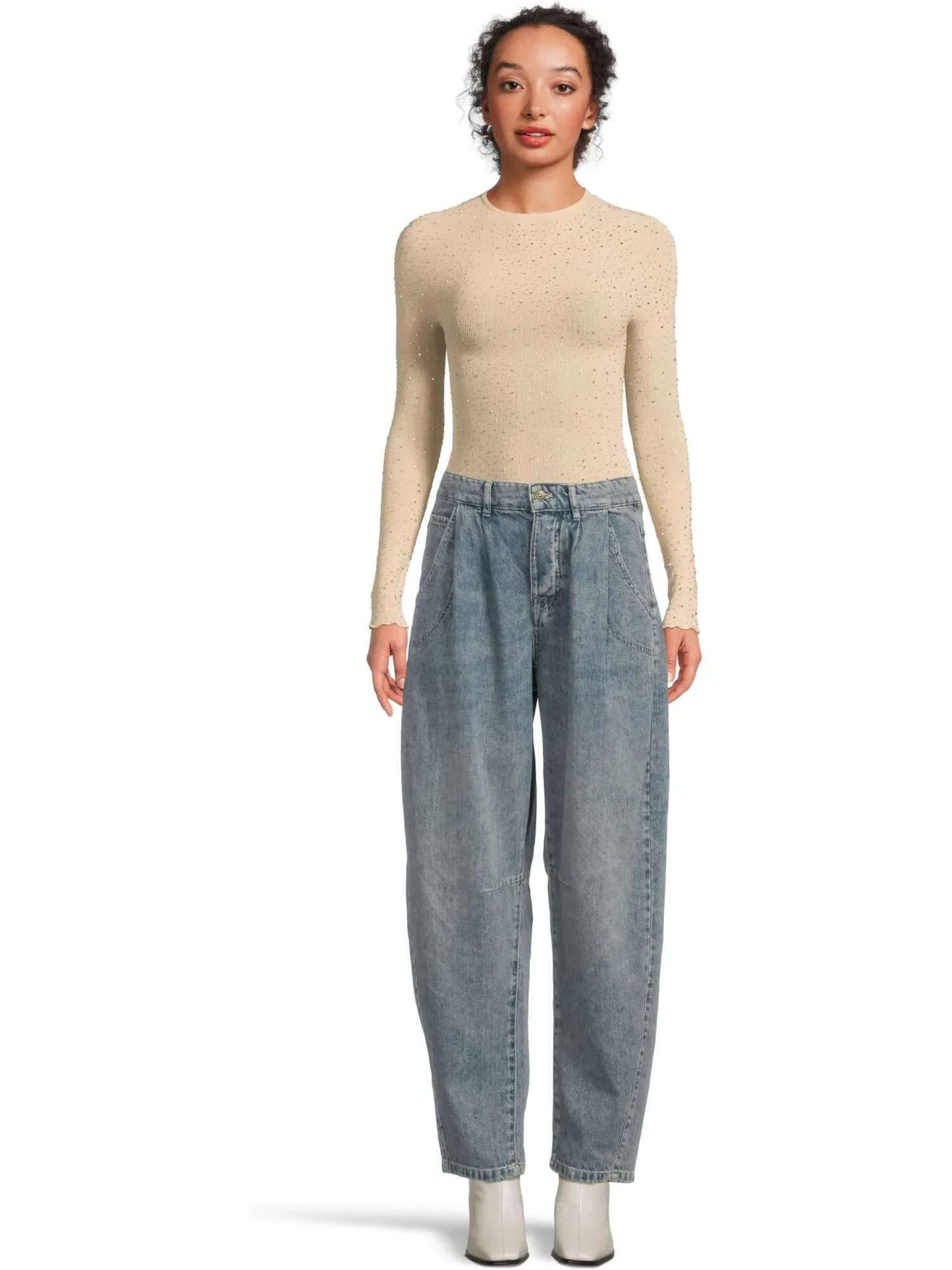 Женская кофта Night Sky с длинным рукавом Free People — изображение 5 из 5, нудовый