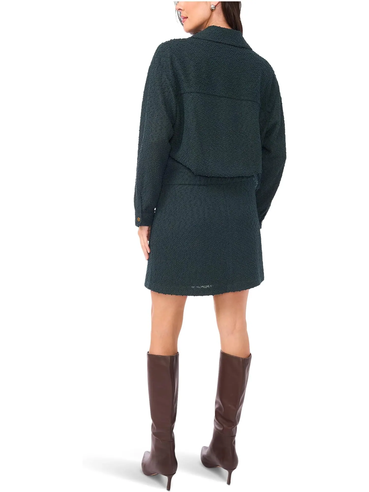 Женская укороченная куртка с широкими рукавами и круглым вырезом Vince Camuto — изображение 3 из 4, зеленый