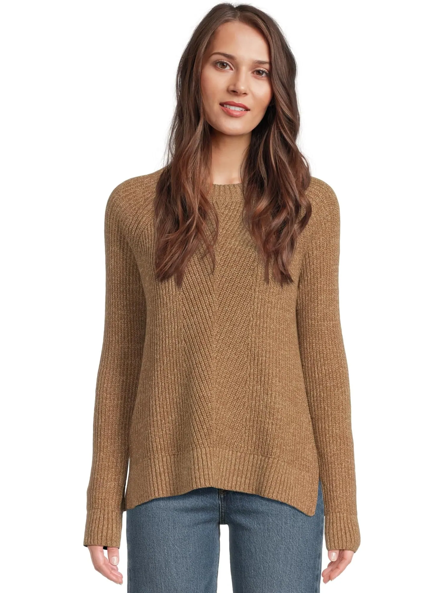 Свитер L.L.Bean Women's Mariner Shaker Mixed-Stitch Sweater Crewneck — изображение 1 из 5, хаки