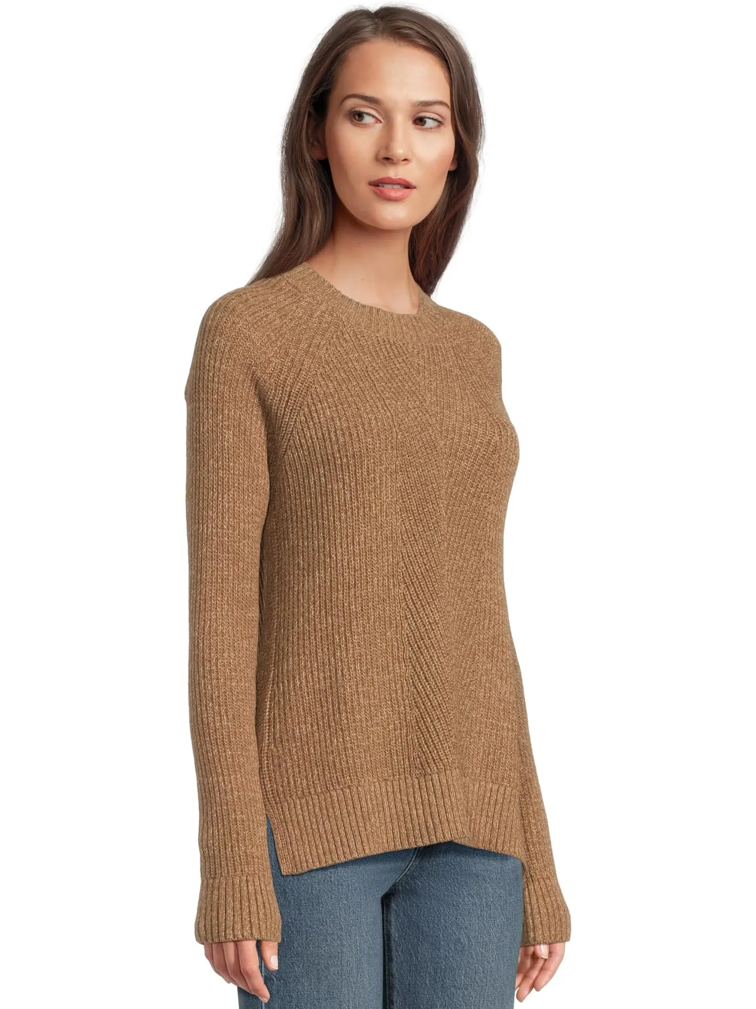 Свитер L.L.Bean Women's Mariner Shaker Mixed-Stitch Sweater Crewneck — изображение 2 из 5, хаки