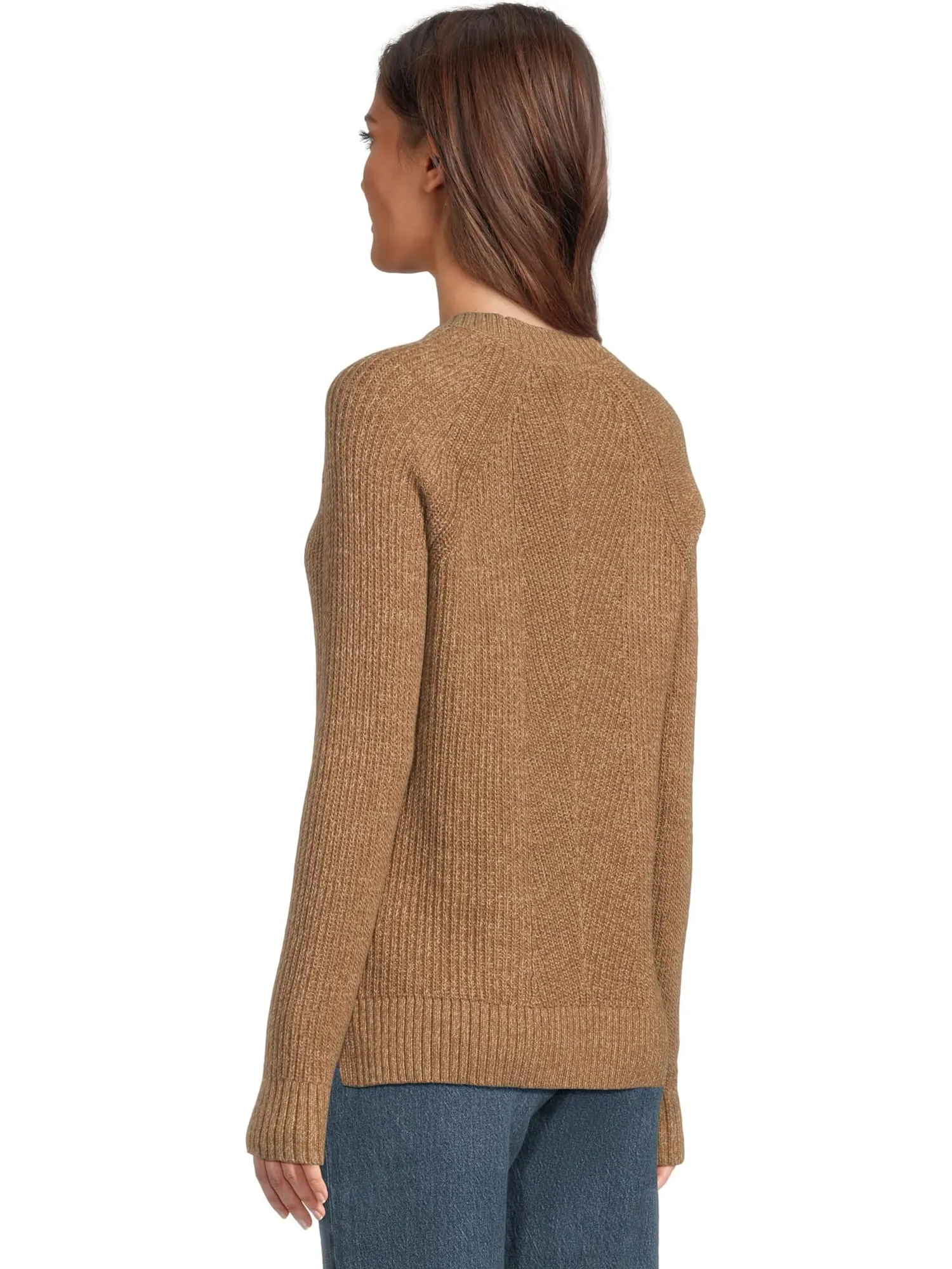 Свитер L.L.Bean Women's Mariner Shaker Mixed-Stitch Sweater Crewneck — изображение 3 из 5, хаки