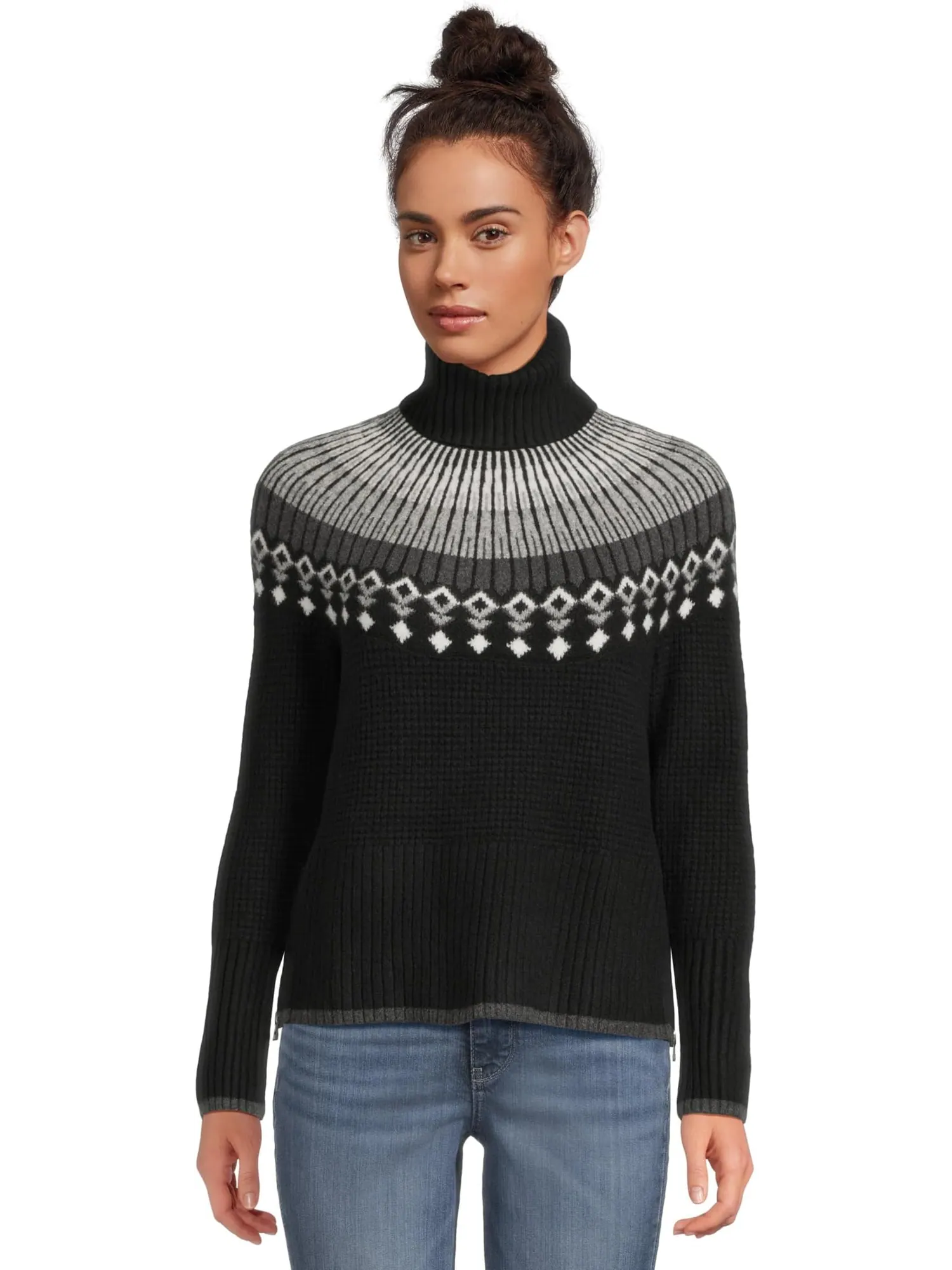 Свитер L.L.Bean Women's Supersoft Waffle Sweater Turtleneck Fair Isle — изображение 1 из 5, черный