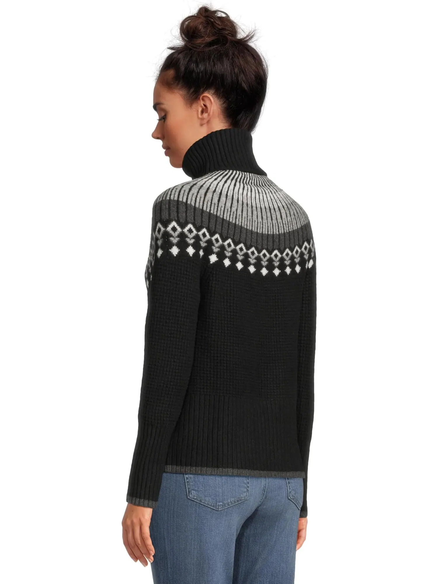 Свитер L.L.Bean Women's Supersoft Waffle Sweater Turtleneck Fair Isle — изображение 3 из 5, черный