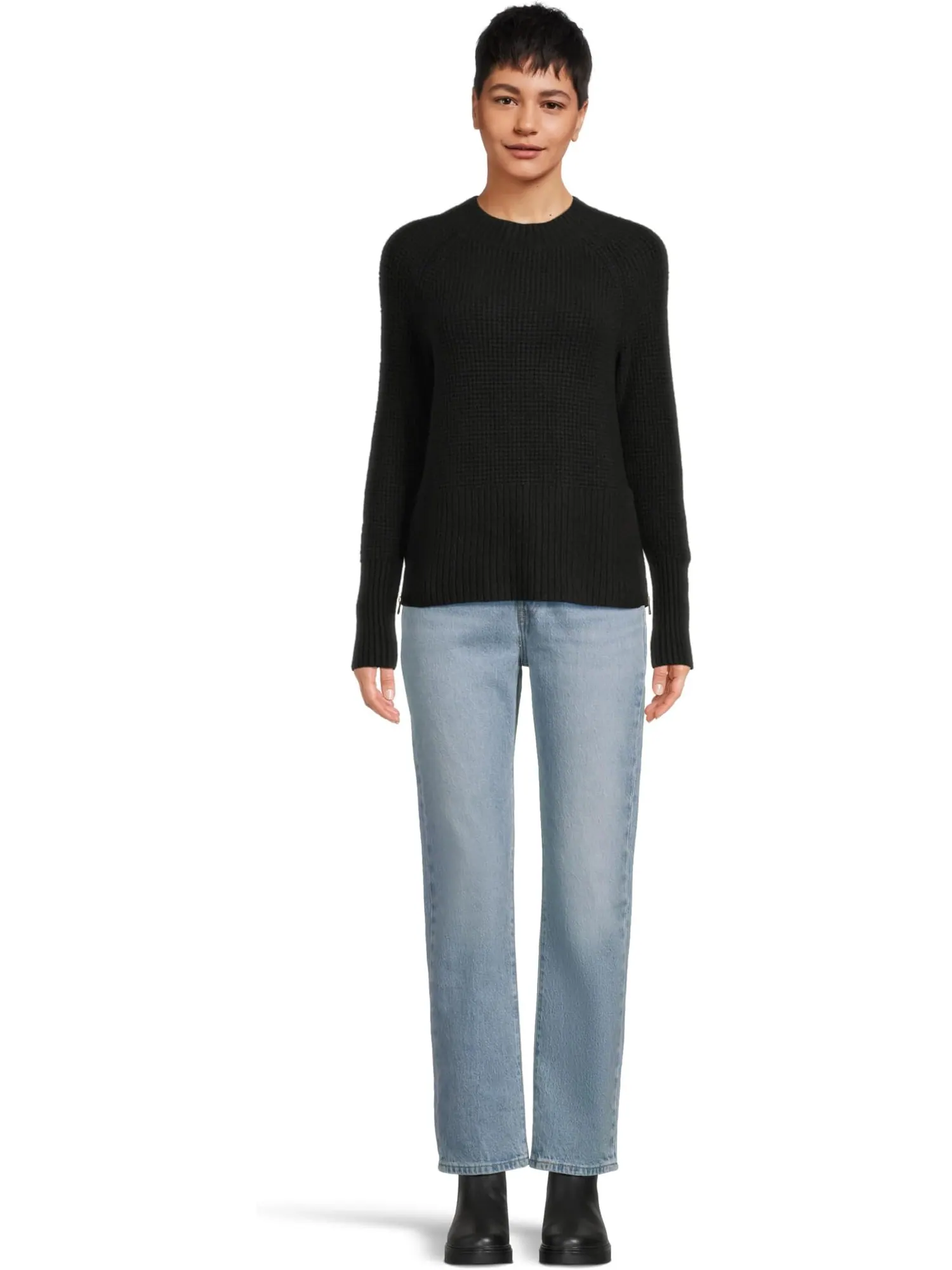 Свитер L.L.Bean Women's Supersoft Waffle Sweater Crewneck — изображение 5 из 5, черный