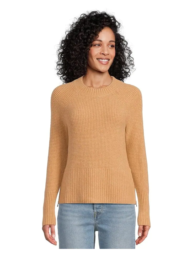 Женский свитер L.L.Bean Supersoft Waffle Crewneck — изображение 1 из 5, коричневый