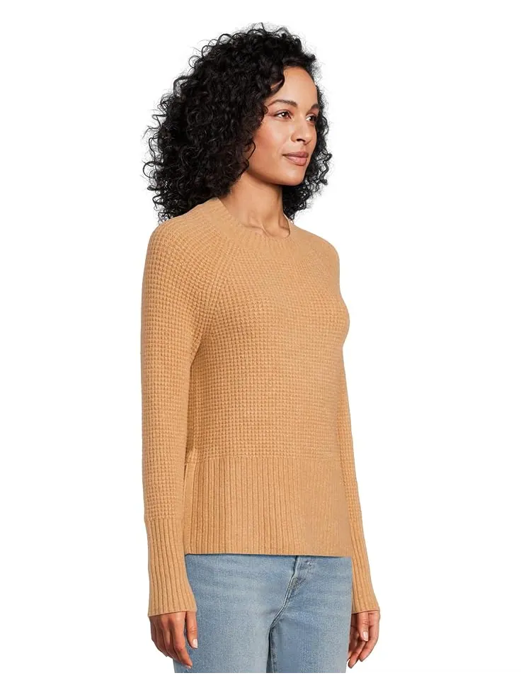 Женский свитер L.L.Bean Supersoft Waffle Crewneck — изображение 2 из 5, коричневый