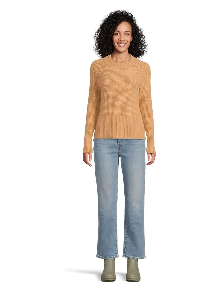 Женский свитер L.L.Bean Supersoft Waffle Crewneck — изображение 5 из 5, коричневый