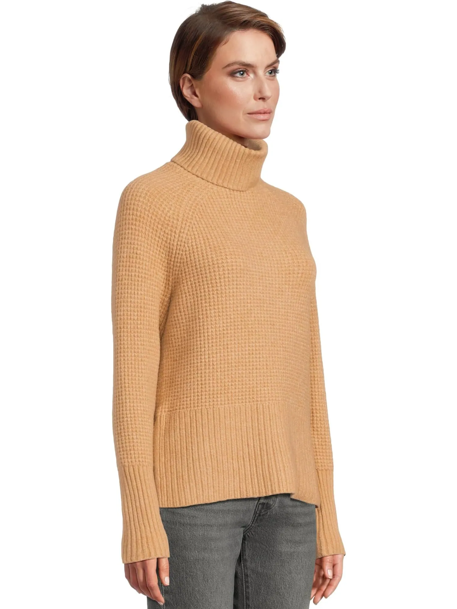 Свитер L.L.Bean Women's SuperSoft Waffle Turtleneck Sweater — изображение 2 из 5, коричневый
