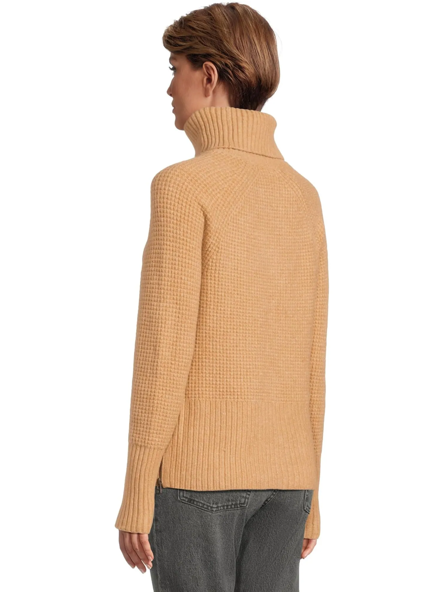 Свитер L.L.Bean Women's SuperSoft Waffle Turtleneck Sweater — изображение 3 из 5, коричневый