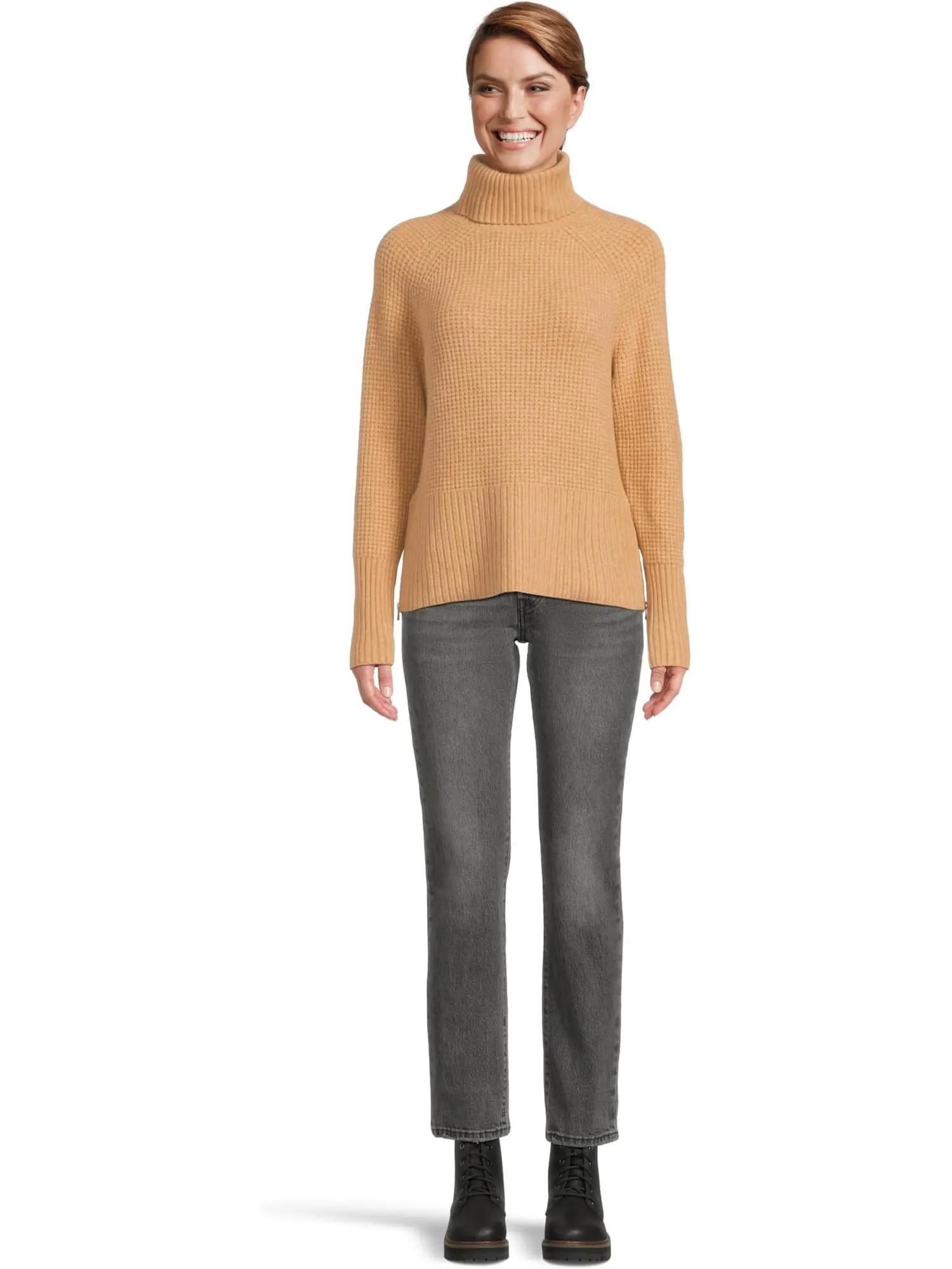Свитер L.L.Bean Women's SuperSoft Waffle Turtleneck Sweater — изображение 5 из 5, коричневый