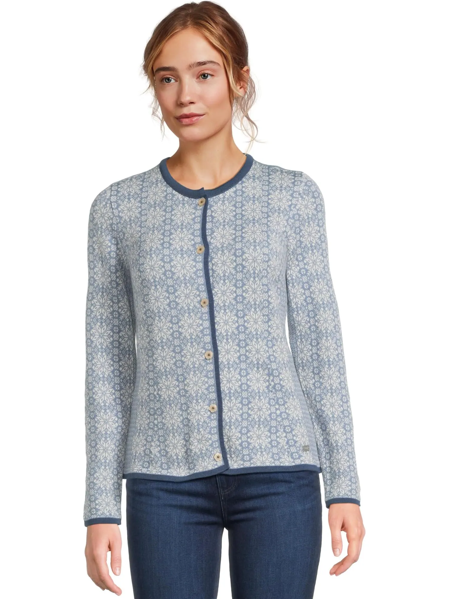 Свитер Dale of Norway Women's Othelie Jacket — изображение 1 из 5, синий тень / офф-уайт