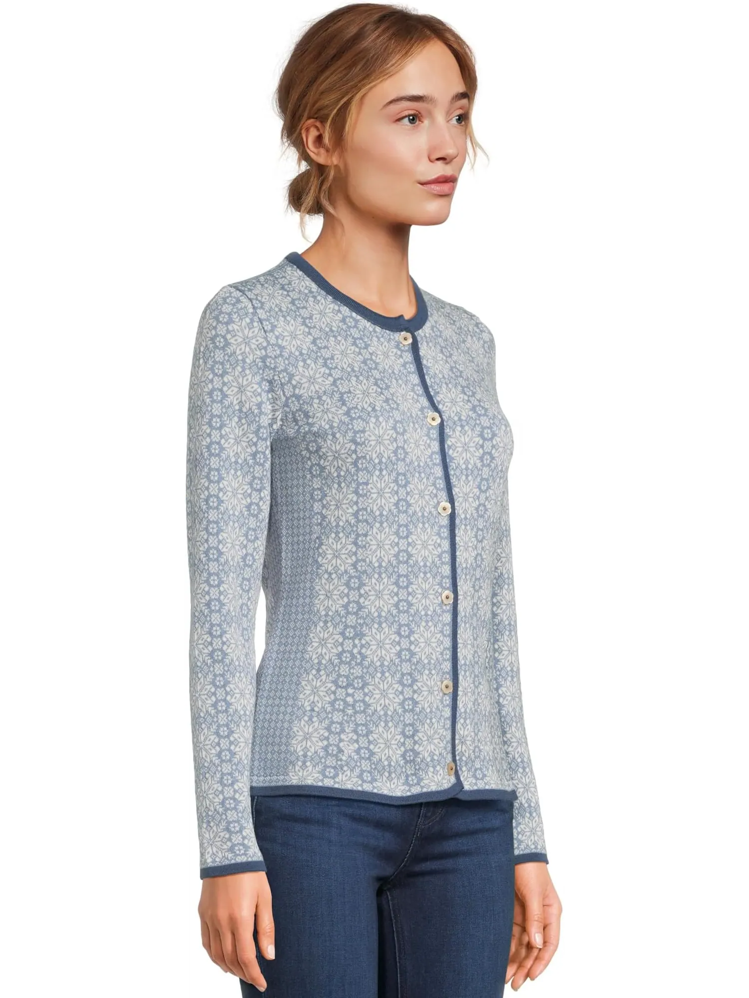 Свитер Dale of Norway Women's Othelie Jacket — изображение 2 из 5, синий тень / офф-уайт